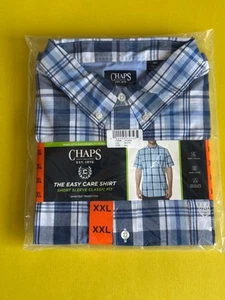 Camicia Chaps manica corta vestibilità classica blu bianca uomo taglia XXL - Foto 1 di 2