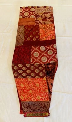 Vintage Pier 1 Patchwork Table Runner Red With Copper Sequins 74" X 12.5" - Image 1 of 4