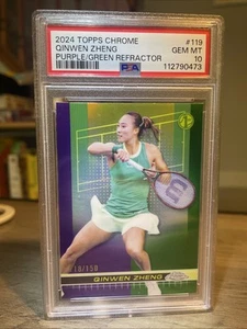 Qinwen Zheng 2024 Topps Chrome #119 Purple/Green Refractor 118/150 PSA 10 RC - Picture 1 of 1
