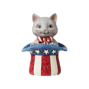 Enesco Jim Shore Heartwood Creek Patriotic Kitten in Hat Mini Figurine 3.5 Inch - Picture 1 of 4
