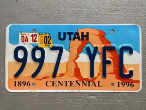 VINTAGE UTAH LICENSE PLATE ARCH-CENTENNIAL 997-YFC DECEMBER 2002 STICKER 😎 - Picture 1 of 3