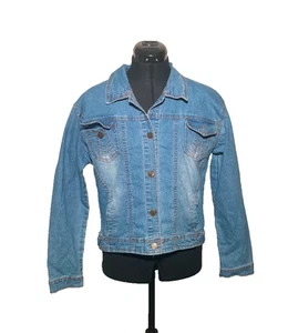 Venezia Jacket Women Medium Blue Denim Lightweight Trucker - Picture 1 of 14