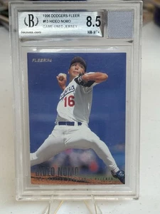 1996 DODGERS FLEER #13 HIDEO NOMO GAME USED BASEBALL JERSEY BECKETT 8.5 MS DC ๐ฅ - Picture 1 of 2