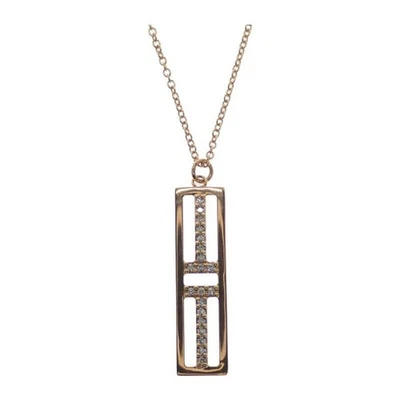 Tiffany & Co. T Two Open Bar Vertical Pendant Diamond Necklace 0.07ct Rose Gold - Image 1 of 4