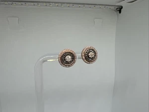 10k Rotgold Weiß und Champagner Runde Diamant Heiligenschein Ohrstecker 0,50 ct - Bild 1 von 15