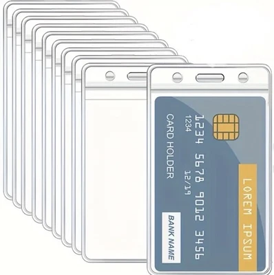 2pc ID Card Badge Holder Vertical Clear Reusable Soft Waterproof Office ID Case - Image 1 of 4