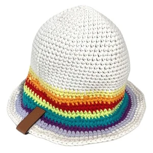 LOEWE knit Rainbow logo hat bucket hat bob hat cotton Multicolore/White - Picture 1 of 9