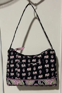 Bolso de Mano Vera Bradley Para Mujer Negro Rosa Elefantes Patrón Jerez - Imagen 1 de 12