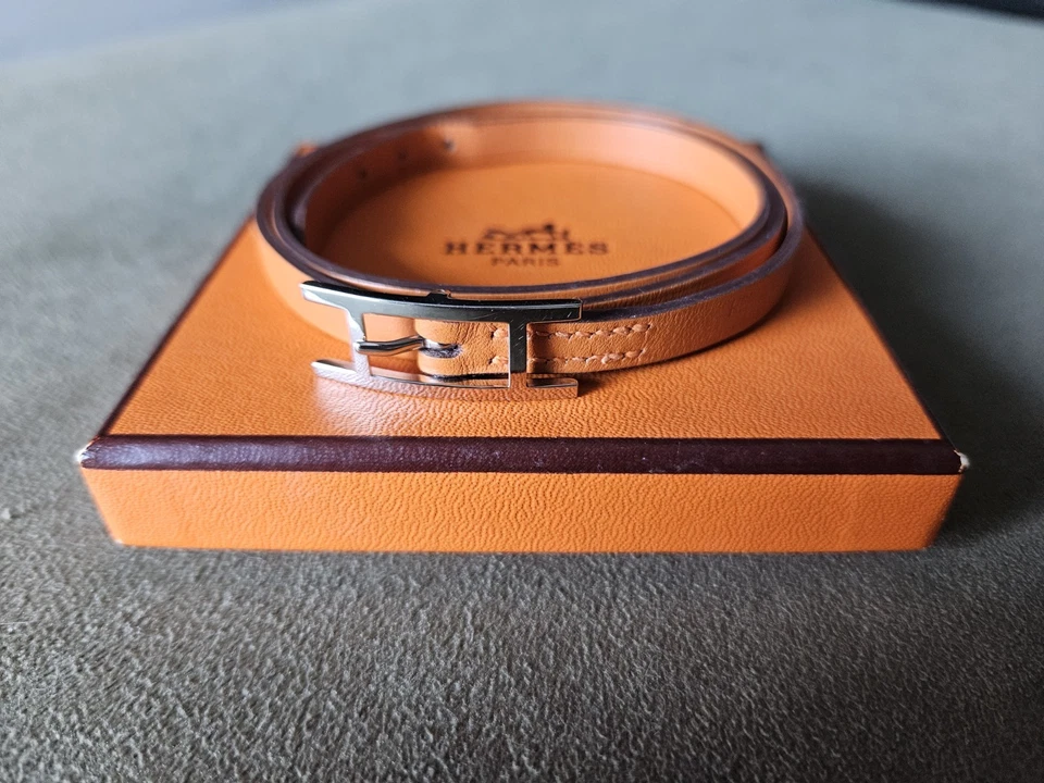 HERMES BEHAPI DOUBLE WRAP TOUR ORANGE BRACELET IN BOX — 第 1/4 张图片