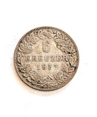 1855 6 Kreuzer Wurttemberg Silver - Image 1 of 3