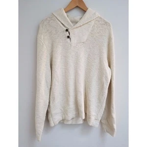 Gap Mens Knit Sweater SHAWL Button Collar Ivory L - Picture 1 of 8