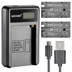 Neewer Micro USB Battery Charger + 2*2600mAh NP-F550/570/530 Replacement Battery