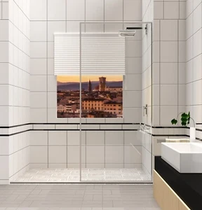 34 in. W x 72 in.H Framed Shower Screen 10mm Fixed Glass Panel Easy Clean - Picture 1 of 9