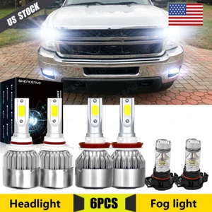 For Chevy Silverado 1500 2500 2007-2015 LED Headlight Hi/Lo beam+Fog Light Bulbs - Picture 1 of 12