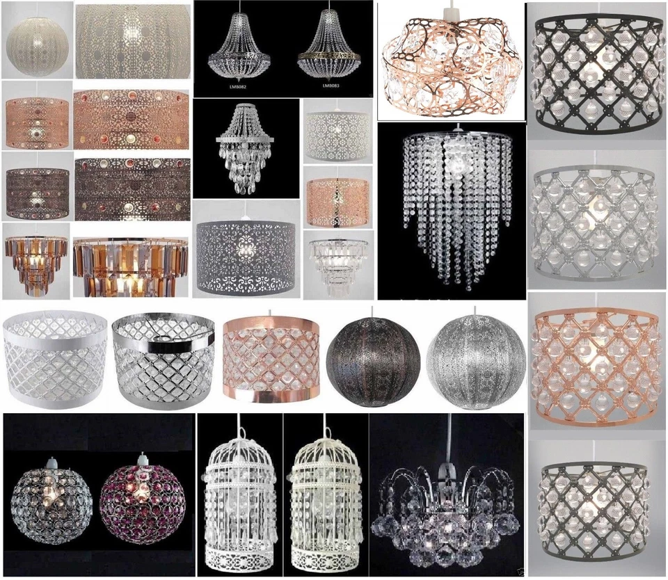 OPTIMAL PRODUCTS Chandelier Style Ceiling Light Shade Droplet Pendant Acrylic Crystal Bead Luxury