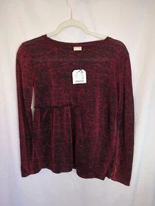 NWT Zara Girls pullover red metallic sparkle long sleeve blouse 13-14Y (CM) - Picture 1 of 6