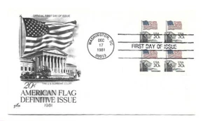 1894 20c Flag over the Supreme Court, block of 4, ArtCraft FDC - Picture 1 of 1