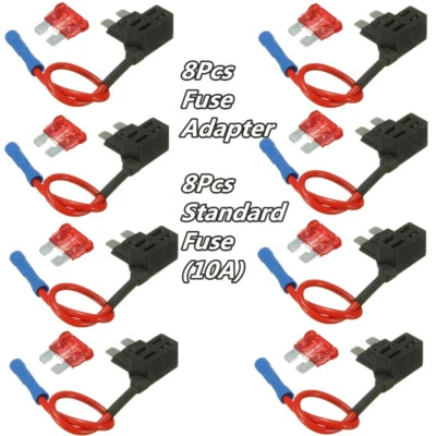 8Sets Add-A-Circuit Fuse TAP Adapter Standard ATO ATC Auto Car Blade Fuse Holder - Image 1 of 4