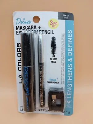 L.A. COLORS Mascara, Eyeliner Pencil & Sharpener, Black NEW - Image 1 of 2