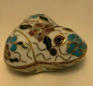 2,5" Cloisonne/Emaille Blumenmuster FROSCH Schmuckschatulle mit Klappdeckel - Bild 1 von 5