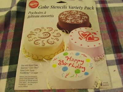 Superb WILTON Cake Icing Stencils Variety Pack 4 x Decorating Rounds - Image 1 of 4