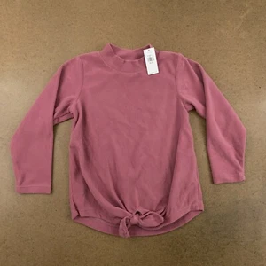 Old Navy Girls Size XS (5) Dusty Pink Mock-Neck Tie-Front Micro Fleece Pullover - Picture 1 of 5