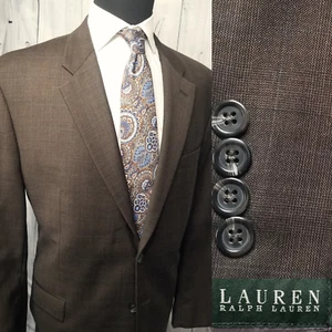 Ralph Lauren Men Blazer 46R/48R Brown Plaid Sport Coat Jacket 100% Wool - Picture 1 of 22