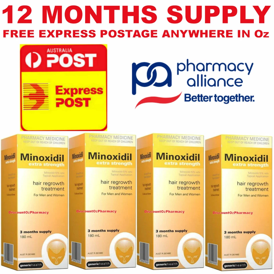 Minoxidil Extra Strength 5% 180ml Regaine Generic 12 month - For Men & Woman  - image 1 of 3