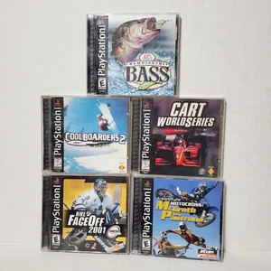 Playstation 1 Game Bundle Cool Boarders 2 Fishing Assortment Variety Titles WORK - Picture 1 of 13