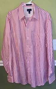 Camicia a righe Paul Frederick Imperial anni 100 cotone Dobby rosa 16 1/2-37 2XL - Foto 1 di 2