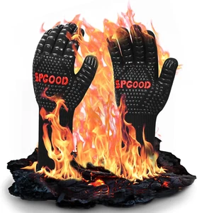 Grillhandschuhe Hitzebeständig 800 Grad Feuerfeste Handschuhe Kochhandschuhe Bac - Bild 1 von 12