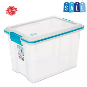 20 Quart durchsichtige Dichtungsbox Schrank Regal Organisation Aufbewahrung klein mit Riegeln neu - Bild 1 von 7