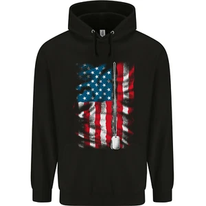 USA Dog Tags American Military Veteran Army Childrens Kids Hoodie - Picture 1 of 3