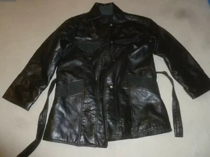 VINTAGE GV FAUX BLACK LEATHER JACKET SIZE L SOFT MADE IN ITALY WOMENS HANDMADE - Picture 1 of 8