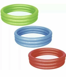 Childrens Inflatable 48" x 10" 3 Ring Paddling Pool(Red, Green & Blue) - Picture 1 of 4