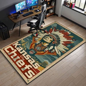 Alfombra Kansas City Chiefs - Alfombra vintage de la NFL para sala de deportes o cueva de fanáticos - Imagen 1 de 5