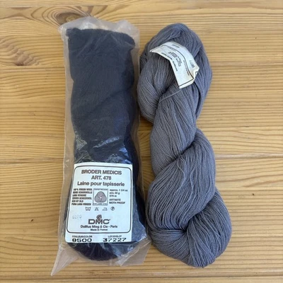 2 HKS DMC BRODER MEDICIS VIRGIN WOOL THREADS: 8500 Brown, 8877 Gray -France - Image 1 of 4
