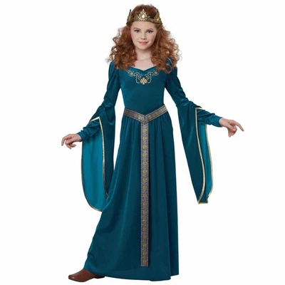 Medieval Princess Lady Guinevere Renaissance Blue Girls Costume - Image 1 of 3