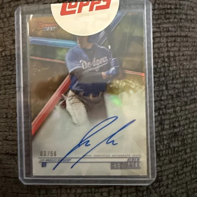 2018 Topps Bowman's Best, LA Dodgers Auto Jeren Kendall Outfield # B18-JK 03/50 - Image 1 of 2