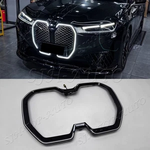 For BMW iX SUV 2022-2025 Gloss Black Front Bumper LED Grill Grille Frame Upgrade - Picture 1 of 11