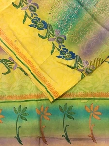 Reine Krepp Seide Sari 100% Seide Sari Indisch Vintage Bedruckter Stoff PCSS2616 - Bild 1 von 9