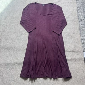 Torrid Kleid Damen 1X Lila Rippstrick Stretch A-Linie 3/4 Arm Fließend Freizeit - Bild 1 von 15