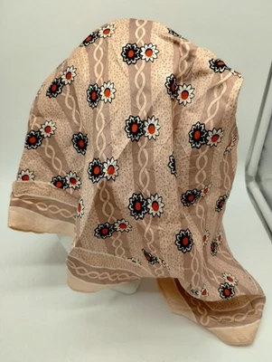 Bufanda de cuello floral bronceada vintage hecha en Japón Acerate 20,5" X 20,5"  Foto 1 de 4