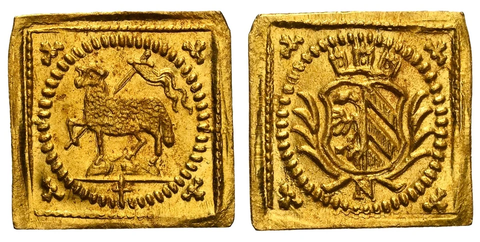 GERMAN ST. Nurnberg. (1700-Dated)-N AV 1/8 Ducat, Klippe NGC MS67 Friedberg 1894 - Image 1 of 1