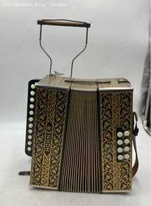 Hohner Black Gold Floral Musical Instruments Button Accordion With Straps - Picture 1 of 11