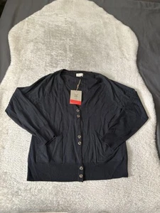 New Ibex Womens Meridian Cardigan Pitch Grey Button Wool Cashmere Sweater Size L - Picture 1 of 8