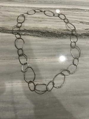 Silpada Long Hammered Links Bubble Up Sterling Silver Necklace EUC - Image 1 of 3