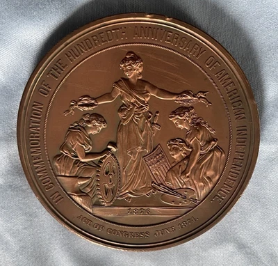 MEDALLA DE BRONCE CONMEMORATIVA DEL CENTENARIO DE ESTADOS UNIDOS 1876 CON DUPLICACIÓN INVERSA Foto 1 de 4