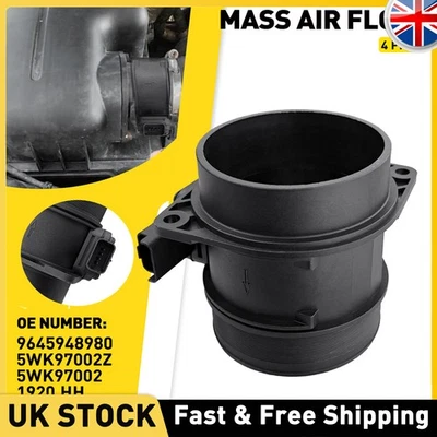 1x Mass Air Flow Sensor Part For Ford / Peugeot / Citroen #5WK97002Z 9645948980 - Image 1 of 4
