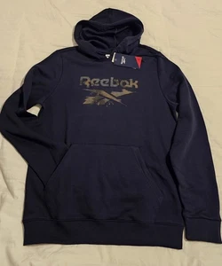 Reebok Herren kleiner Fleece Logo Pullover Hoodie marineblau neu mit Etikett kostenloser Versand - Bild 1 von 6